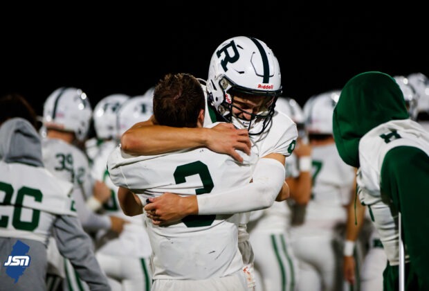 Ramapo football celebrates after their win over Northern Highlands