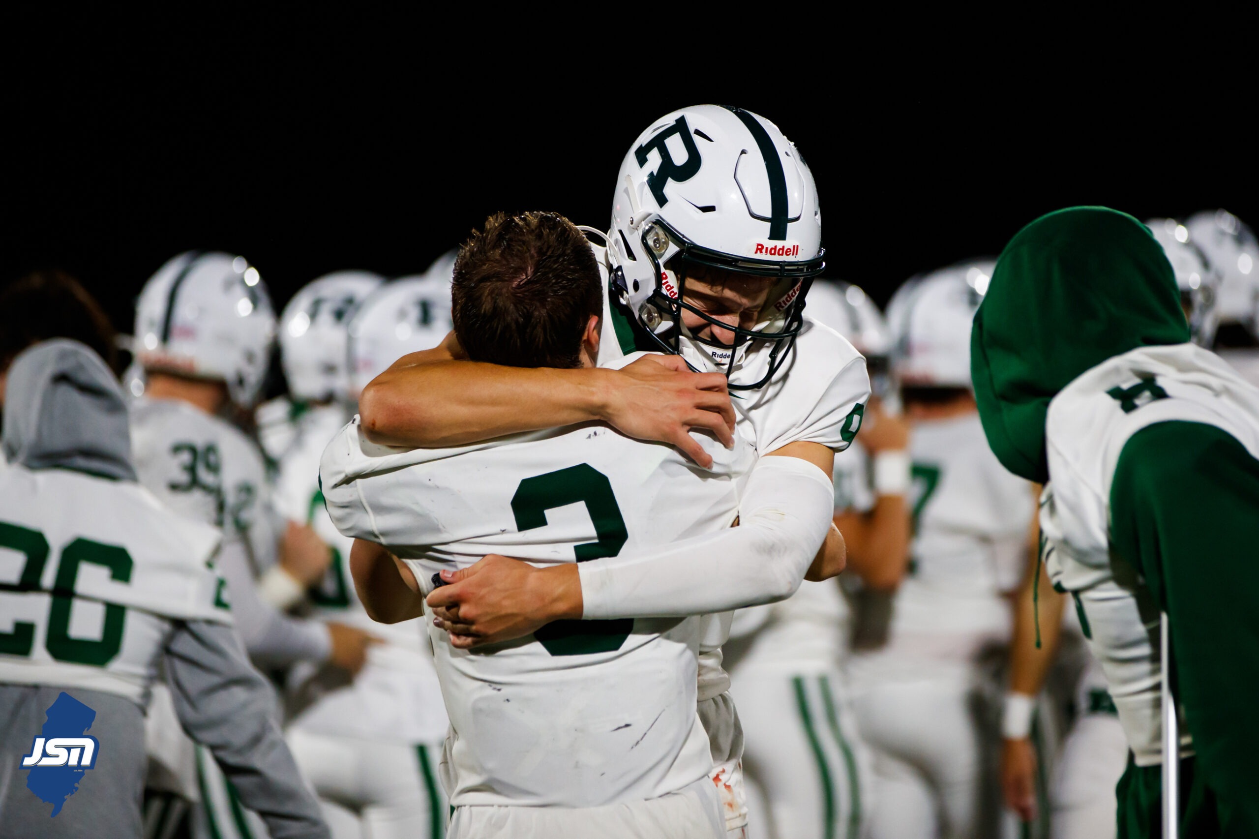 Ramapo football celebrates after their win over Northern Highlands