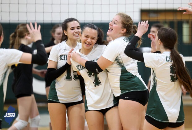 NJSIAA North 1, Group 1 Girls Volleyball Sectionals - Kinnelon celebrates a point