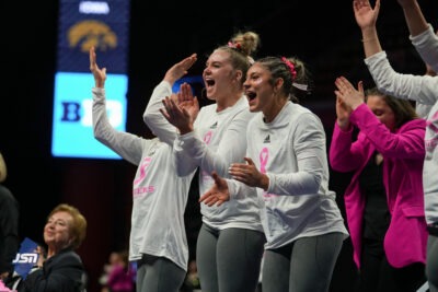 Rutgers gymnastics Pink Out meet